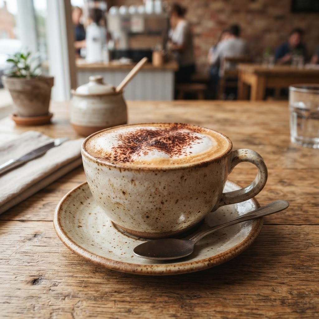 A cappuccino with cocoa dusting